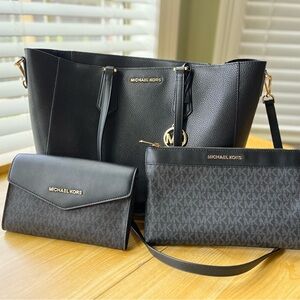 Michael Kors Versatile Black Tote (crossbody + clutch bundle)